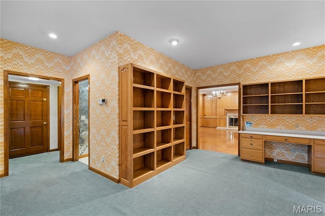305 Ridge Dr, Sikeston, MO 63801 - unfurnished office featuring wallpapered walls, carpet, baseboards, and recessed lighting