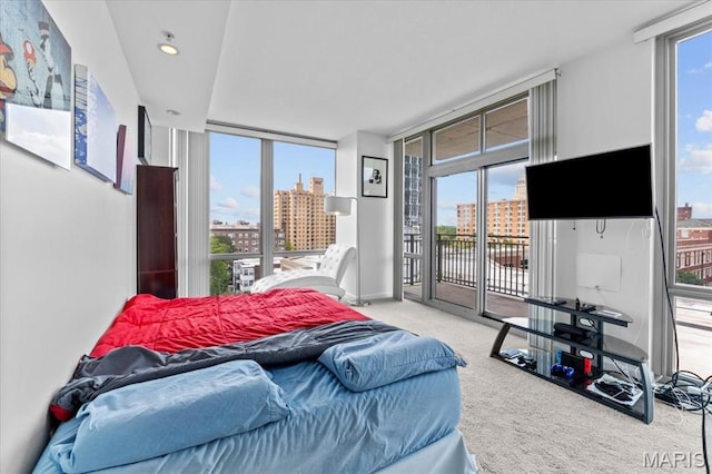 4909 Laclede Ave Unit 806, Saint Louis, MO 63108 - carpeted bedroom with access to outside and a wall of windows