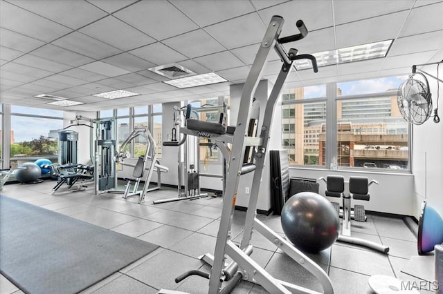 4909 Laclede Ave Unit 806, Saint Louis, MO 63108 - exercise room with a paneled ceiling