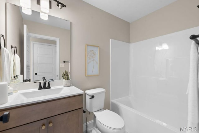 543 Wheatfield Cir, Ofallon, MO 63385 - full bath featuring vanity, toilet, shower / washtub combination, and baseboards