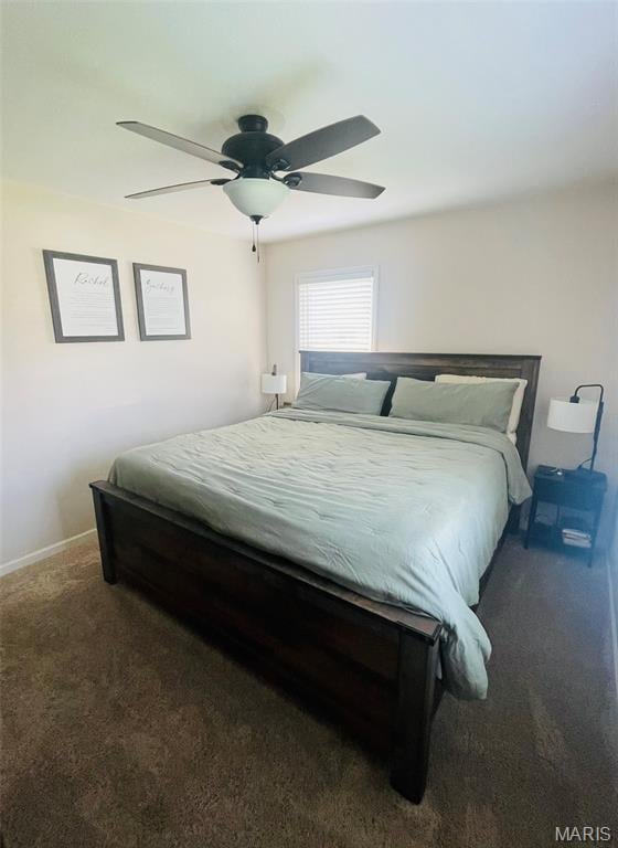 111 Elm St, Cottage Hills, IL 62018 - bedroom featuring carpet flooring, a ceiling fan, and baseboards