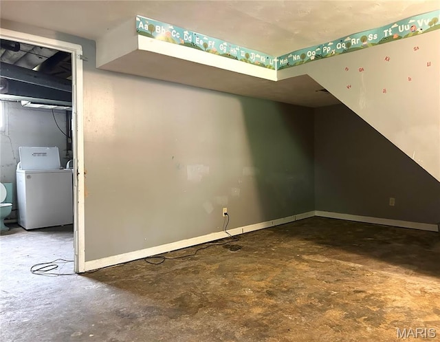 450 N Main St, Saint Clair, MO 63077 - additional living space featuring washer / clothes dryer, unfinished concrete floors, and baseboards