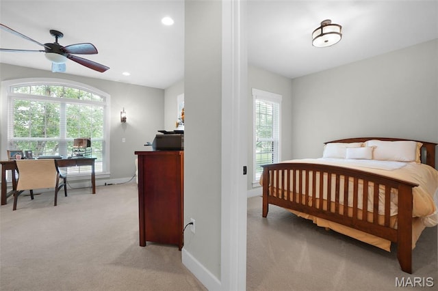 1316 Breezeridge Dr, Des Peres, MO 63131 - bedroom featuring light colored carpet, an office area, baseboards, and recessed lighting