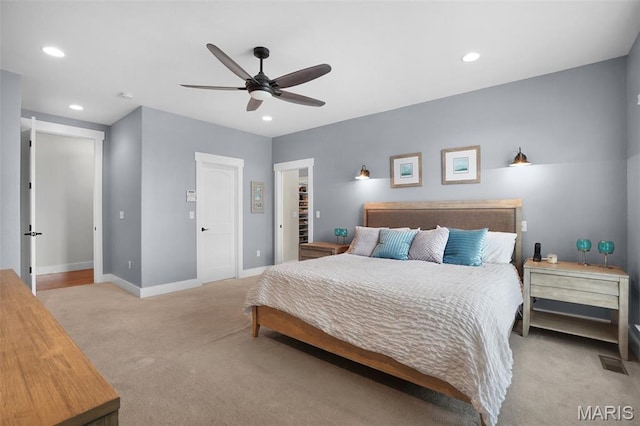 1316 Breezeridge Dr, Des Peres, MO 63131 - carpeted bedroom featuring recessed lighting, baseboards, and ceiling fan