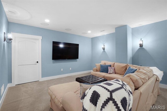1316 Breezeridge Dr, Des Peres, MO 63131 - carpeted living area featuring baseboards and recessed lighting