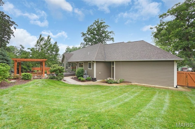 1316 Breezeridge Dr, Des Peres, MO 63131 - rear view of property with a shingled roof, a patio area, and central AC