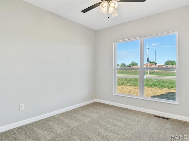 484 Hayden Dr, Waterloo, IL 62298 - carpeted spare room with baseboards, a ceiling fan, and healthy amount of natural light