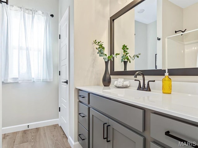 484 Hayden Dr, Waterloo, IL 62298 - bathroom featuring vanity, baseboards, and a shower