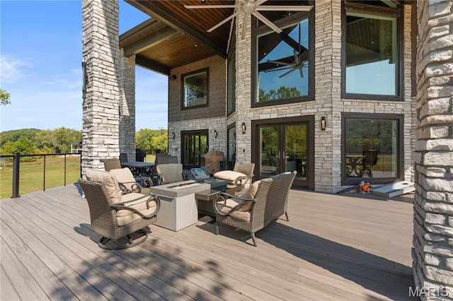 2262 Brown Rd, Van Buren, MO 63965 - wooden terrace with a fire pit