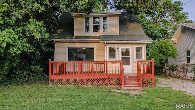 2213 Johnson St, Alton, IL 62002 - back of property featuring a yard and a deck