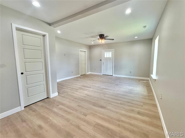 500 W Pacific St, Pacific, MO 63069 - spare room with a ceiling fan, light wood finished floors, and recessed lighting