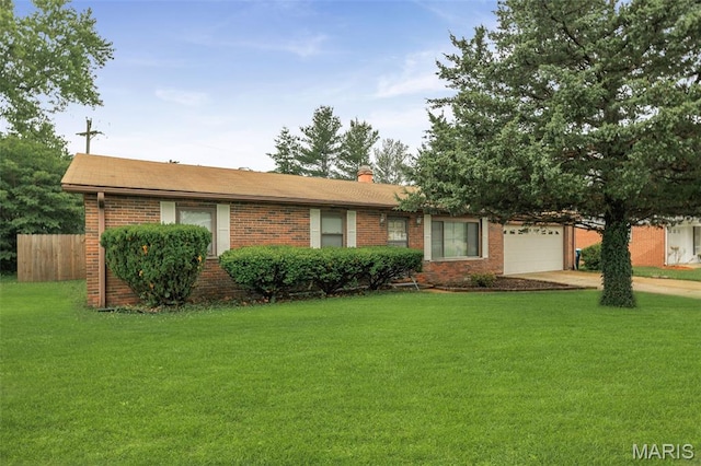 20 Lakeland Blvd, Swansea, IL 62226 - ranch-style home featuring brick siding, an attached garage, concrete driveway, and a chimney