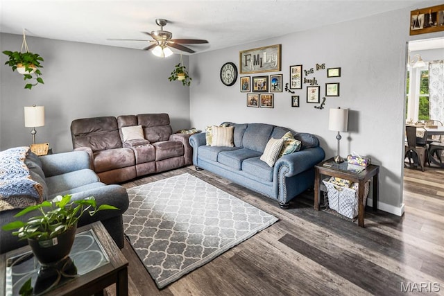 415 Virginia Ave, Cottage Hills, IL 62018 - living area with ceiling fan and wood finished floors