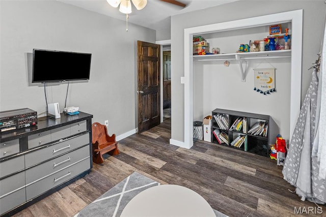 415 Virginia Ave, Cottage Hills, IL 62018 - bedroom featuring wood finished floors, ceiling fan, and baseboards