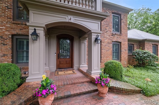 9 Arlington Oaks Ct, Town And Country, MO 63017 - doorway to property with brick siding