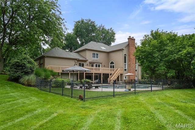 9 Arlington Oaks Ct, Town And Country, MO 63017 - back of house with a chimney, stairs, and a patio area