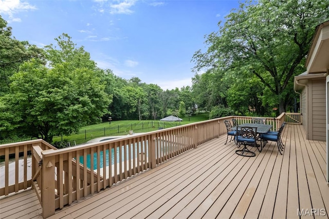 9 Arlington Oaks Ct, Town And Country, MO 63017 - wooden deck featuring outdoor dining area