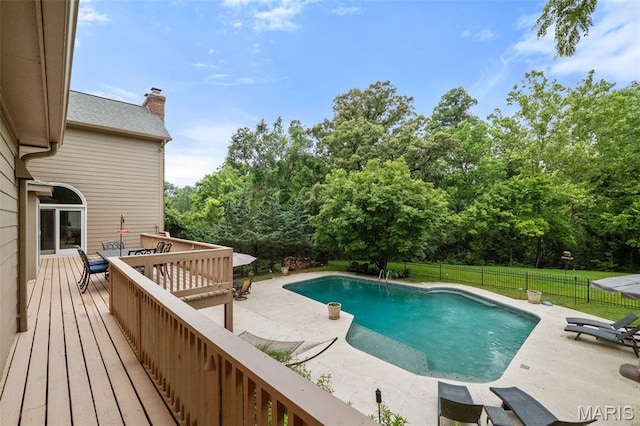 9 Arlington Oaks Ct, Town And Country, MO 63017 - view of swimming pool featuring a patio and a wooden deck