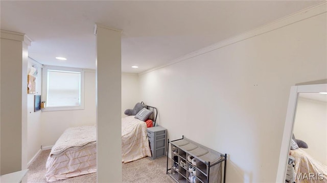604 N Hena St, Greenville, IL 62246 - carpeted bedroom with ornamental molding and recessed lighting