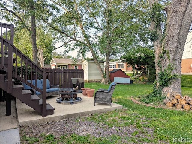 604 N Hena St, Greenville, IL 62246 - view of yard with a fire pit, a patio area, and stairway