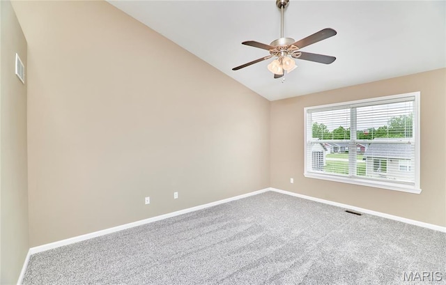 628 Meadowgreen Dr, Troy, MO 63379 - carpeted spare room with vaulted ceiling and ceiling fan