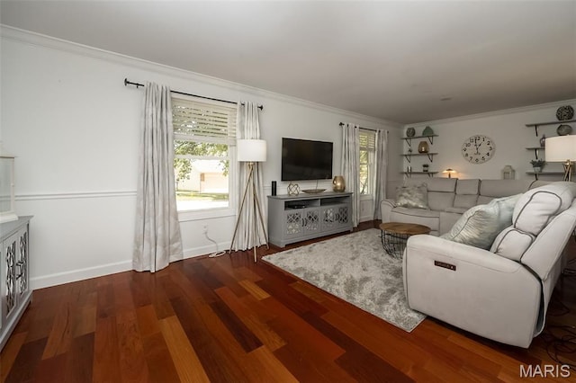 3644 Cinnamon Tree Ln, Oakville, MO 63129 - living room featuring ornamental molding and wood finished floors