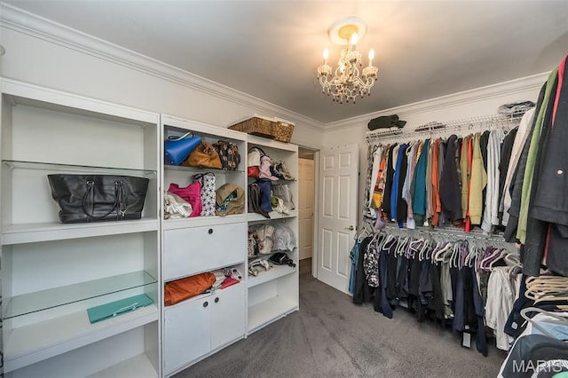 3644 Cinnamon Tree Ln, Oakville, MO 63129 - spacious closet featuring a chandelier and carpet floors