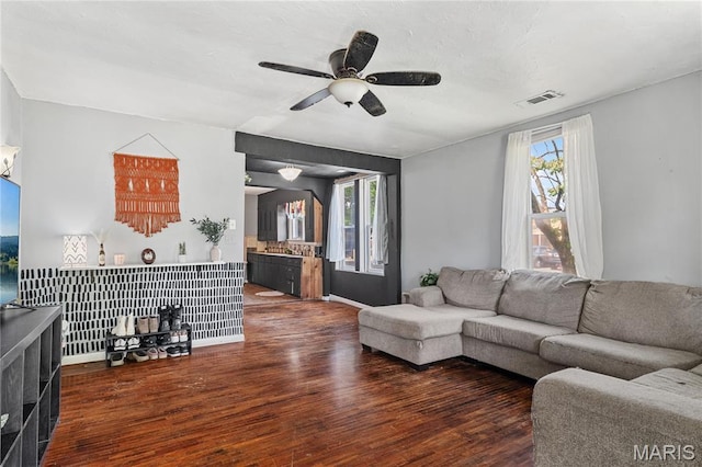 330 Elliott Ave, Chaffee, MO 63740 - living area with wood finished floors, plenty of natural light, and a ceiling fan