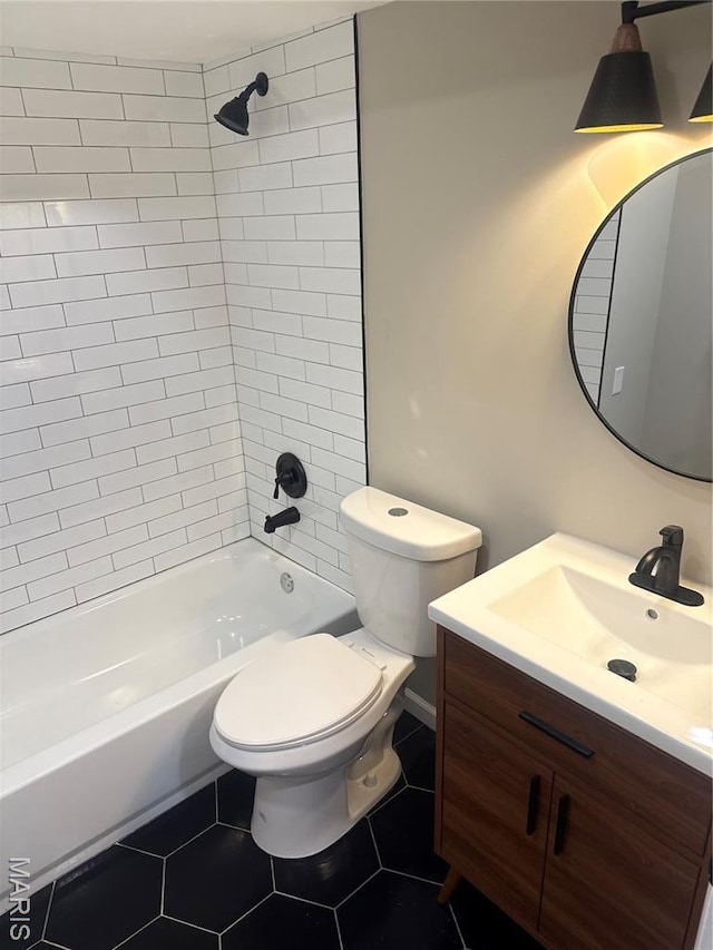 2542 Dukeland Dr, Ferguson Township, MO 63136 - bathroom with vanity, toilet, tub / shower combination, and tile patterned floors