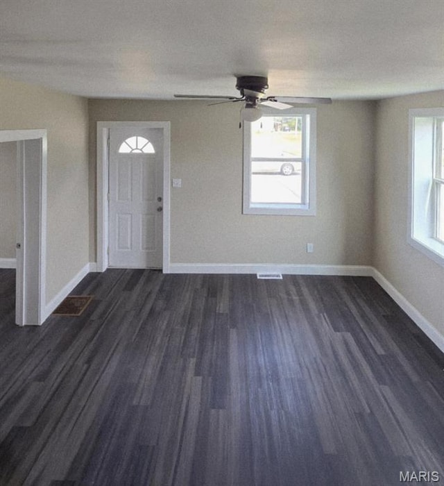 923 S High St, Belleville, IL 62220 - foyer entrance featuring dark wood-style flooring and a ceiling fan