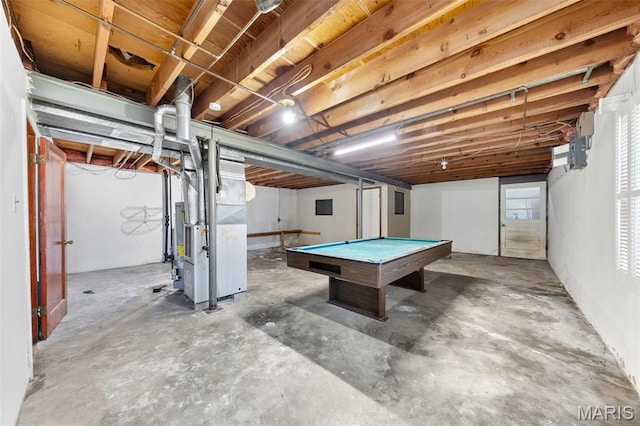 417 Concordia Ln, Saint Charles, MO 63301 - below grade area featuring heating unit and billiards