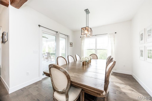 1821 Orr Ln, Ofallon, IL 62269 - dining room with wood finished floors, a chandelier, and baseboards