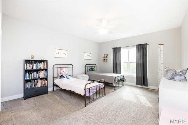 1821 Orr Ln, Ofallon, IL 62269 - bedroom featuring carpet, baseboards, and ceiling fan