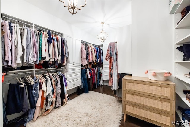 1821 Orr Ln, Ofallon, IL 62269 - walk in closet featuring a chandelier and wood finished floors