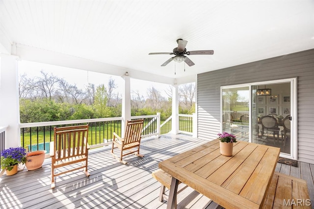 1821 Orr Ln, Ofallon, IL 62269 - wooden deck with a ceiling fan