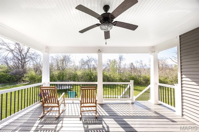 1821 Orr Ln, Ofallon, IL 62269 - deck featuring a yard and ceiling fan