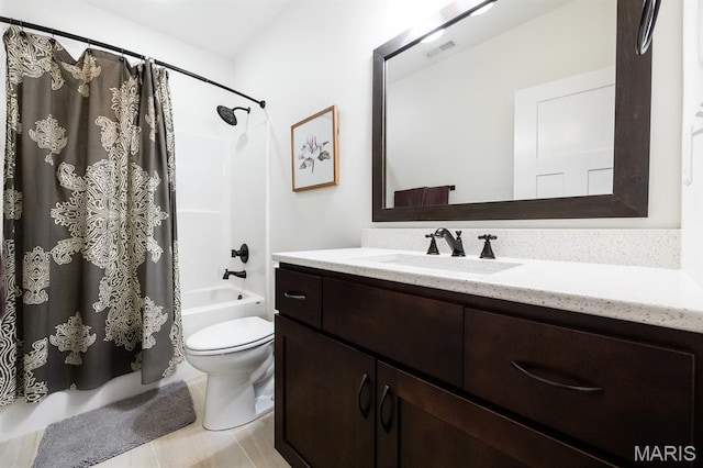 1821 Orr Ln, Ofallon, IL 62269 - full bathroom featuring toilet, vanity, and shower / bath combo with shower curtain
