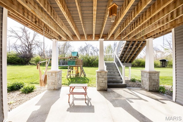 1821 Orr Ln, Ofallon, IL 62269 - view of patio / terrace with stairs and a playground