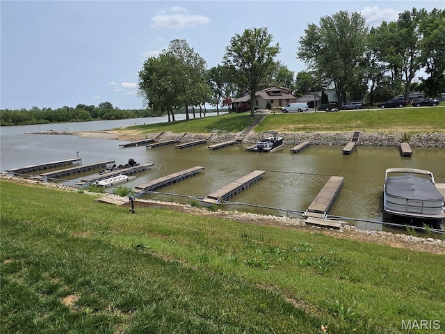 18835 Mary Jane Ln, Carlyle, IL 62231 - dock area featuring a water view and a lawn