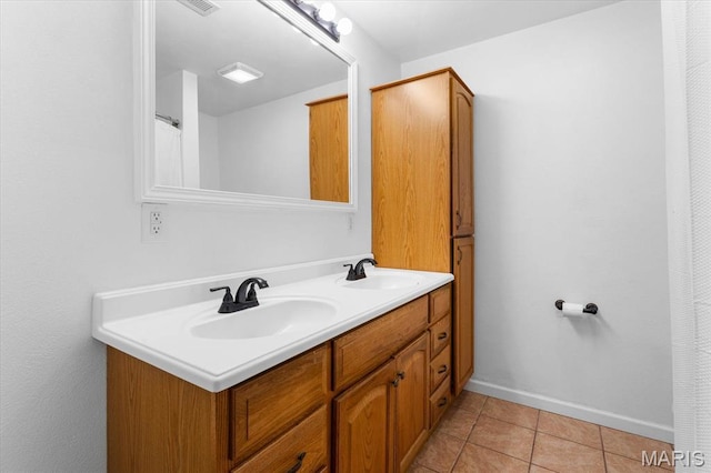 9138 Lynwood Ln, Fairview Heights, IL 62208 - bathroom featuring double vanity, tile patterned flooring, and baseboards