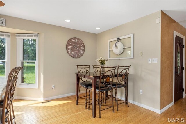 795 Schluersburg Rd, Augusta, MO 63332 - dining room with hardwood / wood-style floors, baseboards, and recessed lighting