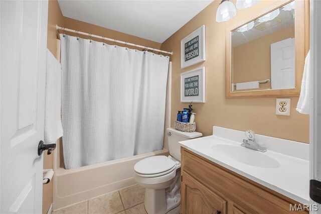 795 Schluersburg Rd, Augusta, MO 63332 - full bath featuring vanity, toilet, shower / bath combo with shower curtain, and tile patterned flooring