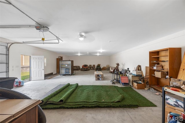 795 Schluersburg Rd, Augusta, MO 63332 - garage featuring a garage door opener and ceiling fan