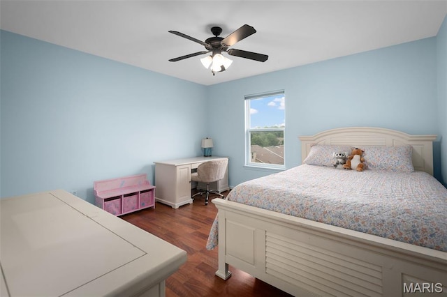 206 Belmonte Cir, Ofallon, MO 63368 - bedroom featuring dark wood-style floors and a ceiling fan