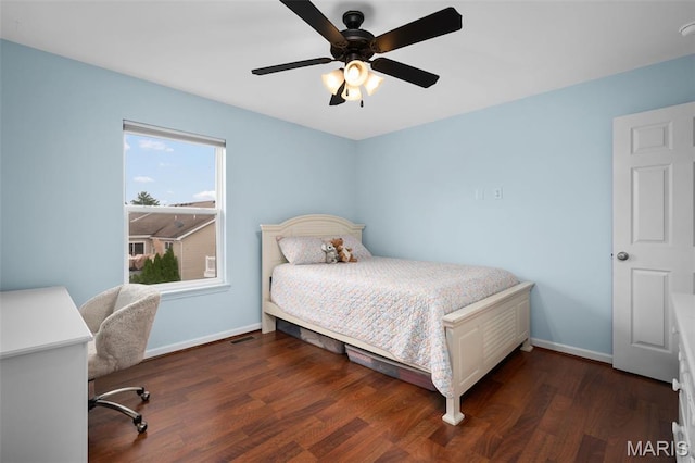 206 Belmonte Cir, Ofallon, MO 63368 - bedroom with baseboards, wood finished floors, and a ceiling fan