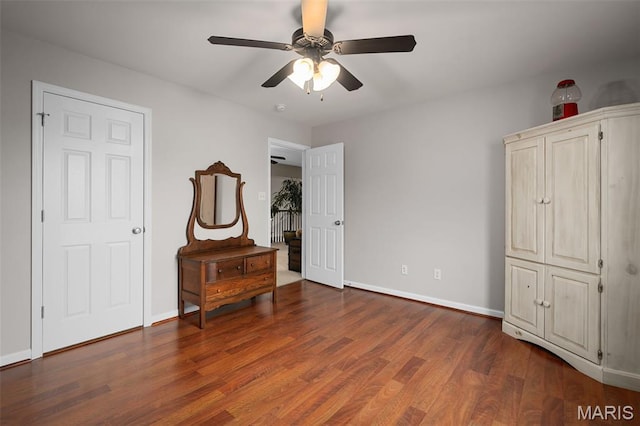 206 Belmonte Cir, Ofallon, MO 63368 - bedroom featuring wood finished floors, baseboards, and a ceiling fan