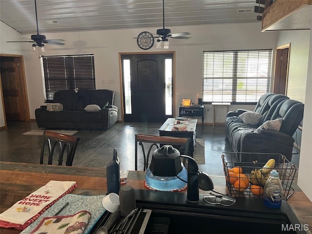 10570 Old 8 E, Mineral Point, MO 63660 - living area featuring ceiling fan and wood ceiling