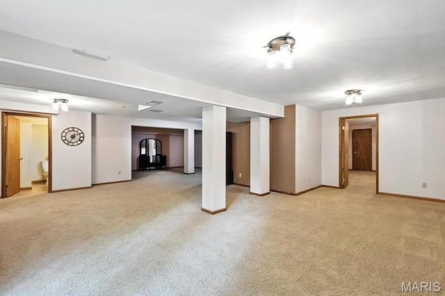 18232 Prickly Pear Ct, Pacific, MO 63069 - finished basement with light colored carpet