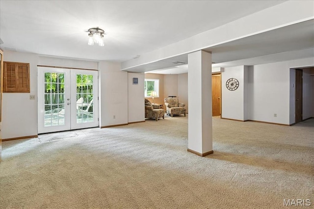 18232 Prickly Pear Ct, Pacific, MO 63069 - unfurnished living room with carpet and french doors