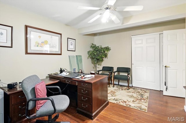 2342 Cedar Dale Ct, Maryland Heights, MO 63043 - office featuring a ceiling fan and wood finished floors